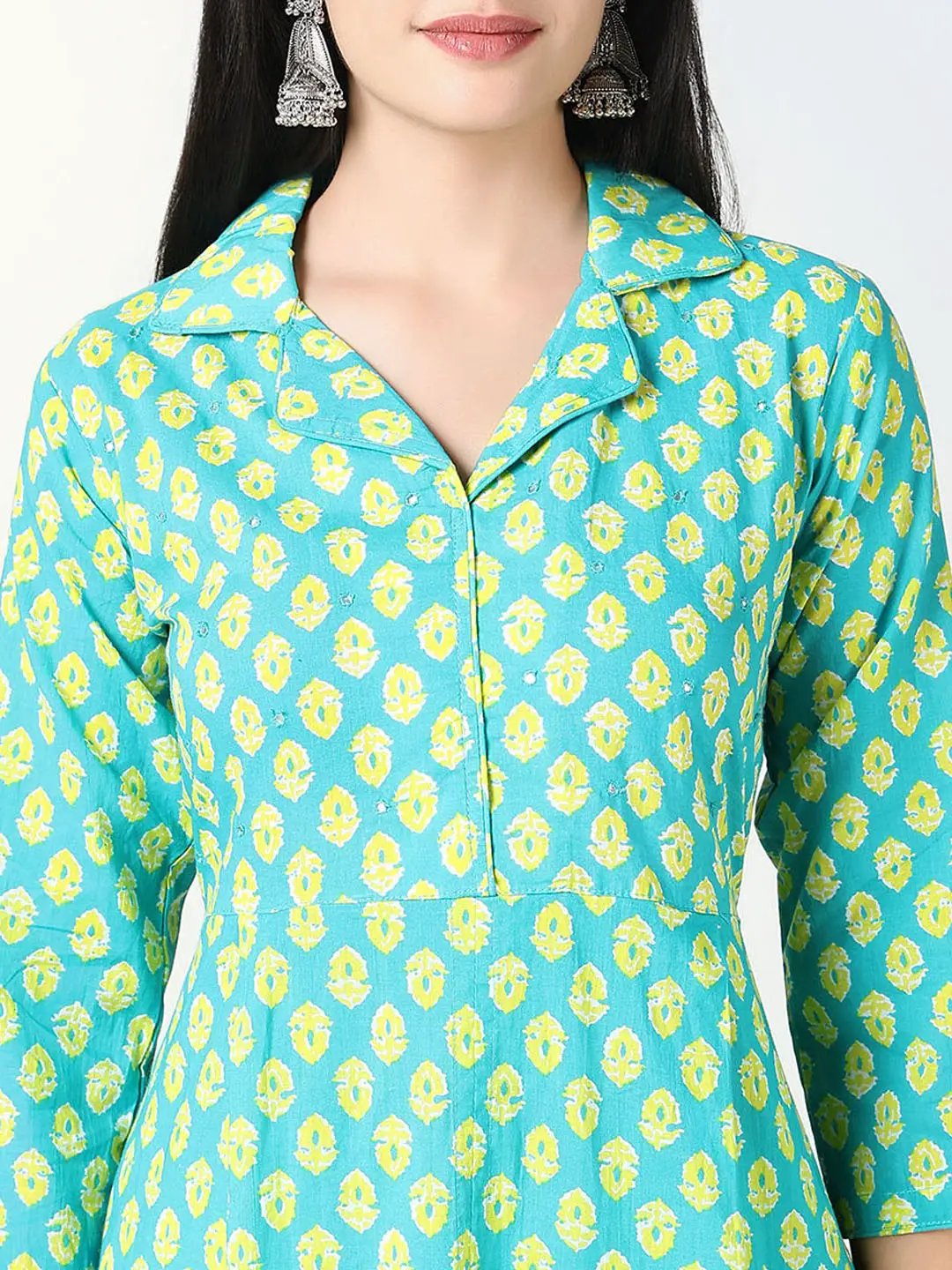 Women's Sea Green Floral Print A Line Kurta Set with Dupatta - from SHOWOFFFF