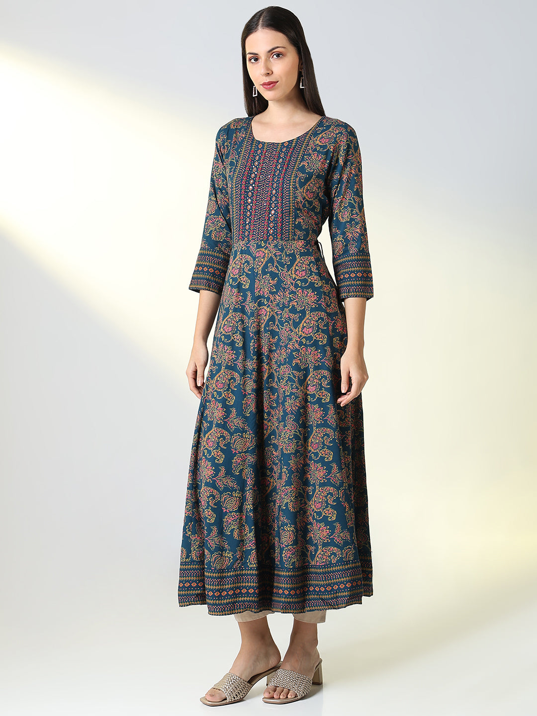 Women Blue Ethnic Motifs Anarkali Kurta