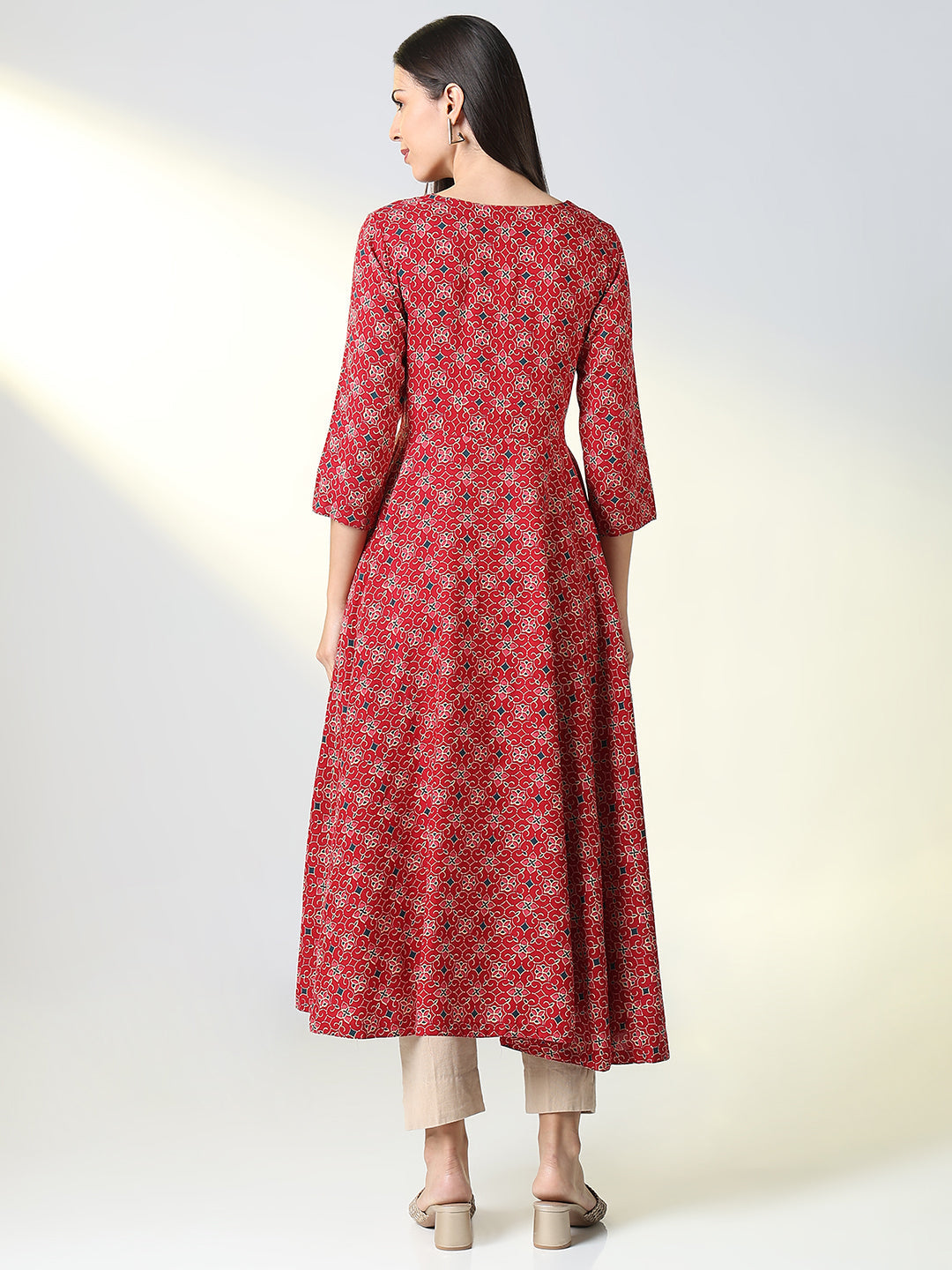 Women Red Ethnic Motifs Anarkali Kurta