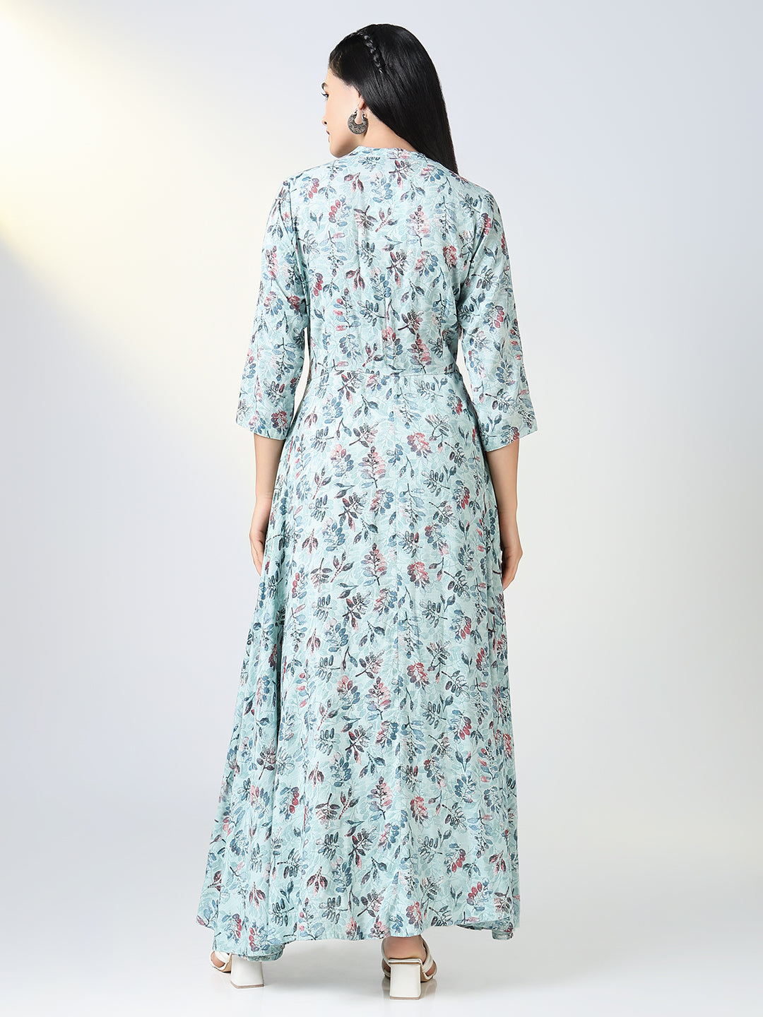 Women Blue Floral Anarkali Kurta