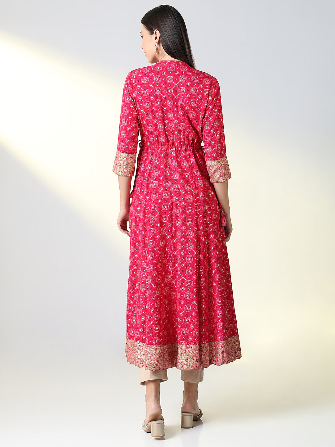 Women Pink Ethnic Motifs A Line Kurta