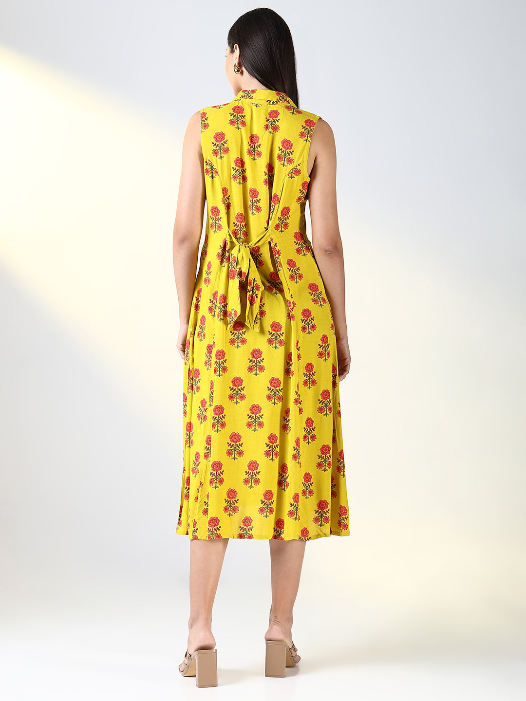 Women Yellow Floral A Line Dress