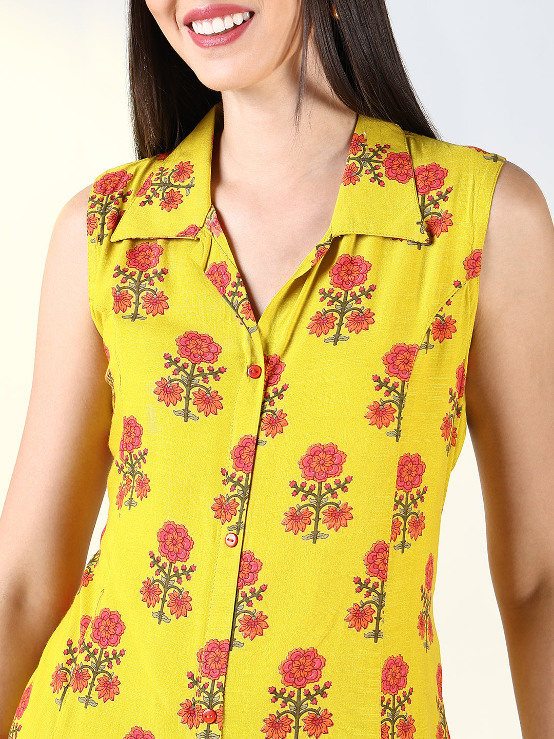 Women Yellow Floral A Line Dress