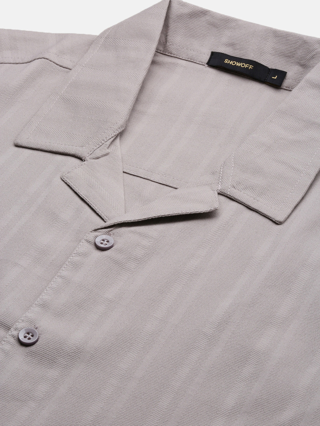 Men Grey Solid Cuban Collar Shirt