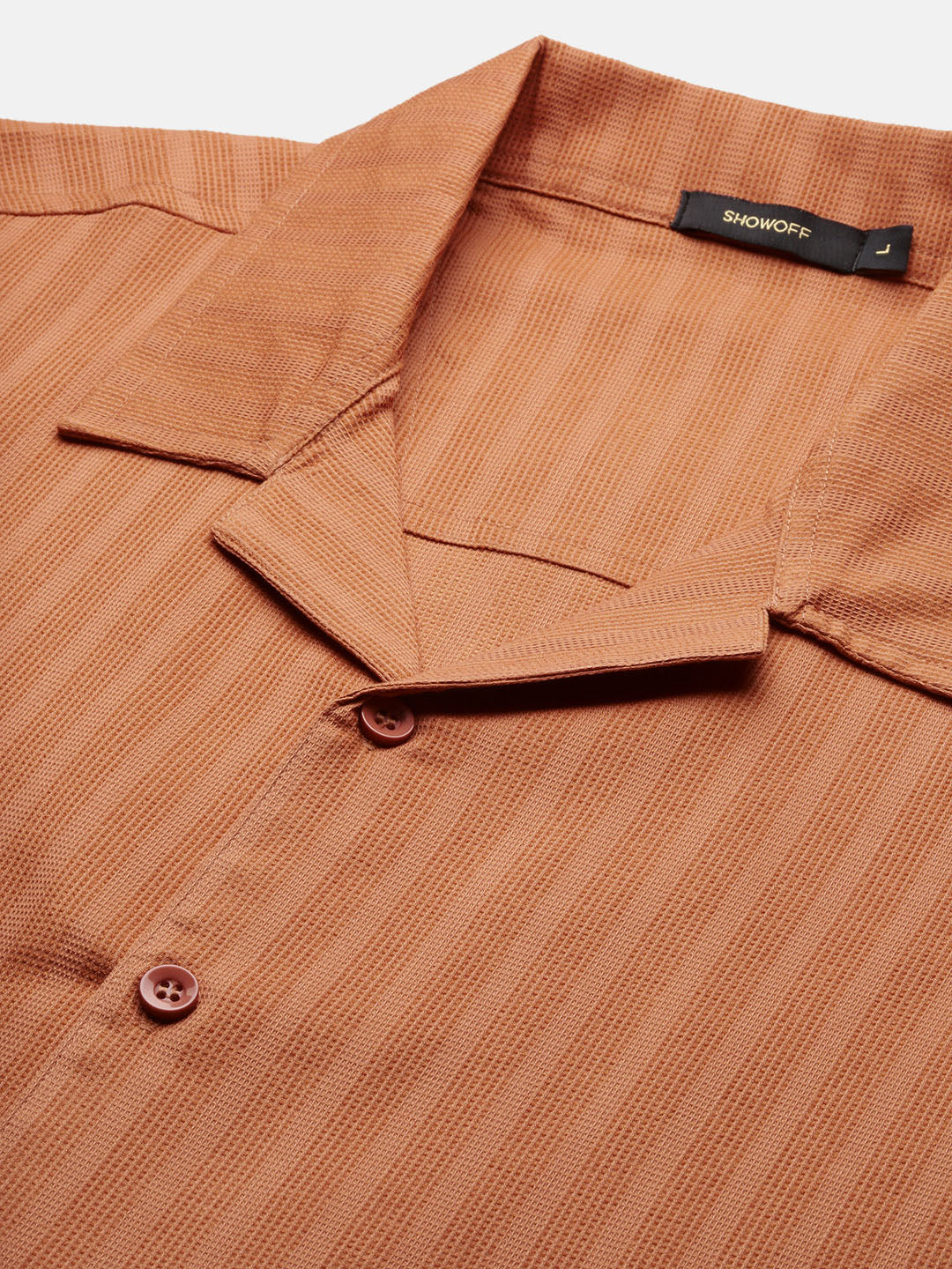 Men Orange Solid Cuban Collar Shirt