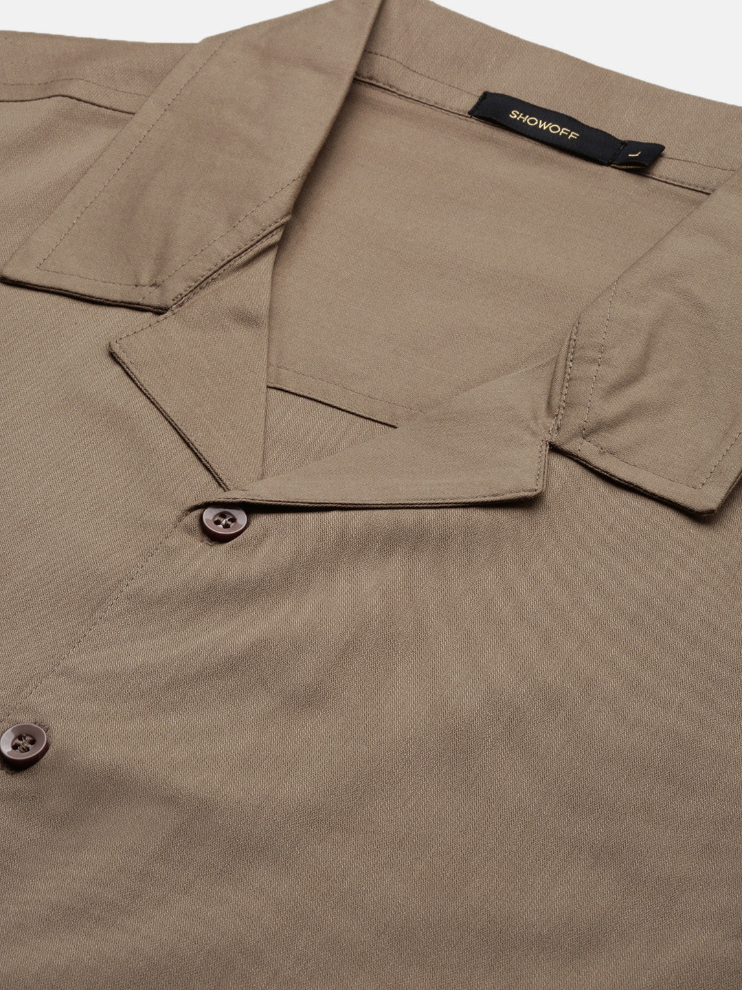 Men Brown Solid Cuban Collar Shirt