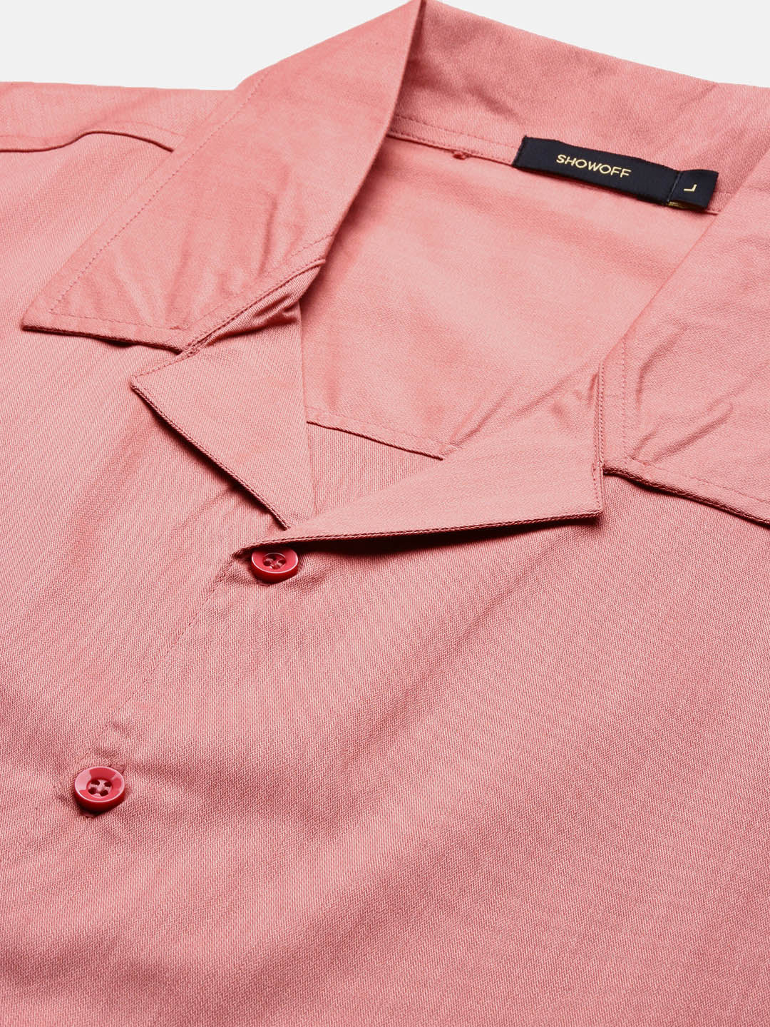 Men Peach Solid Cuban Collar Shirt