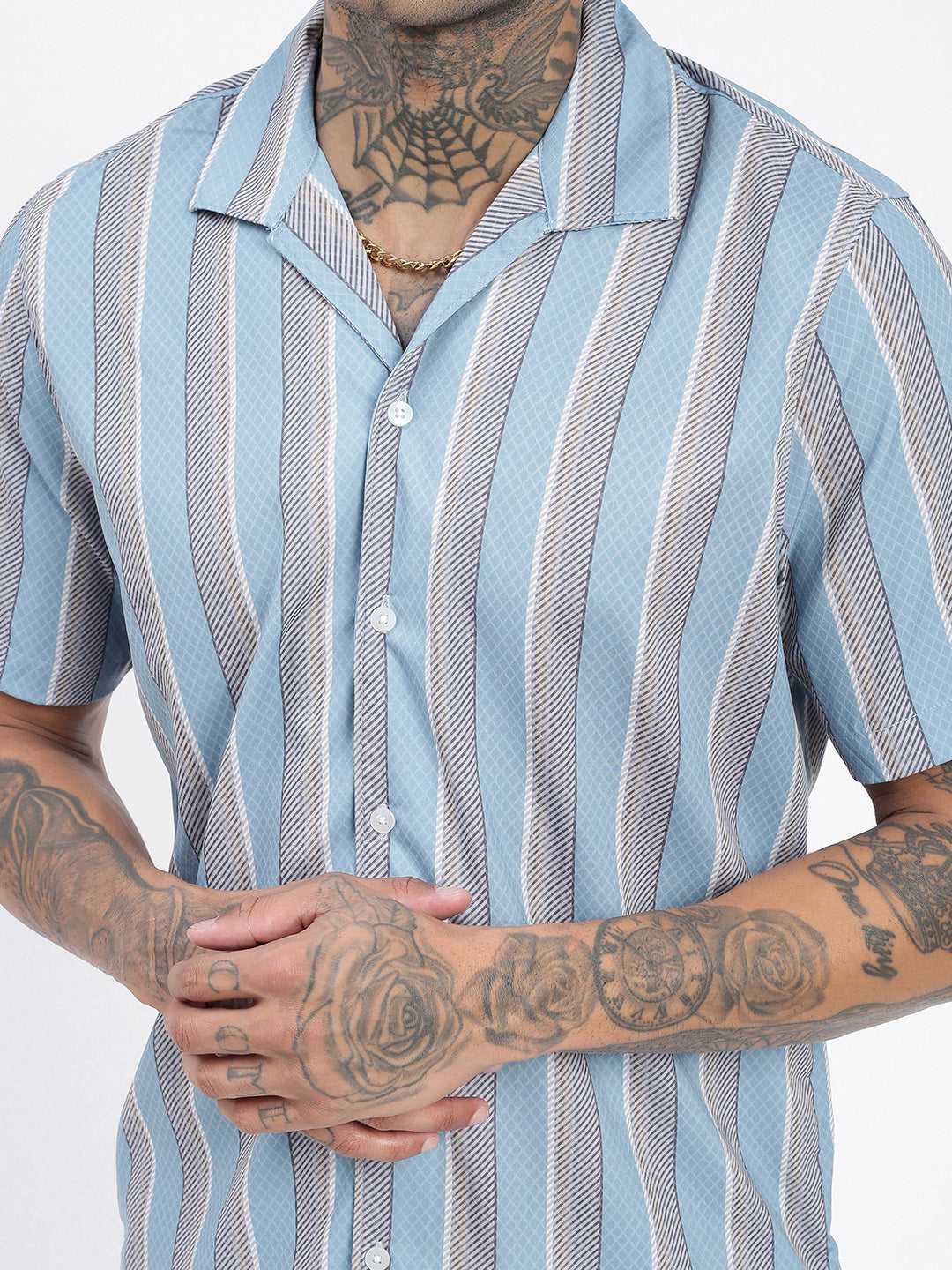 Men Striped Blue Relaxed Fit Shirt