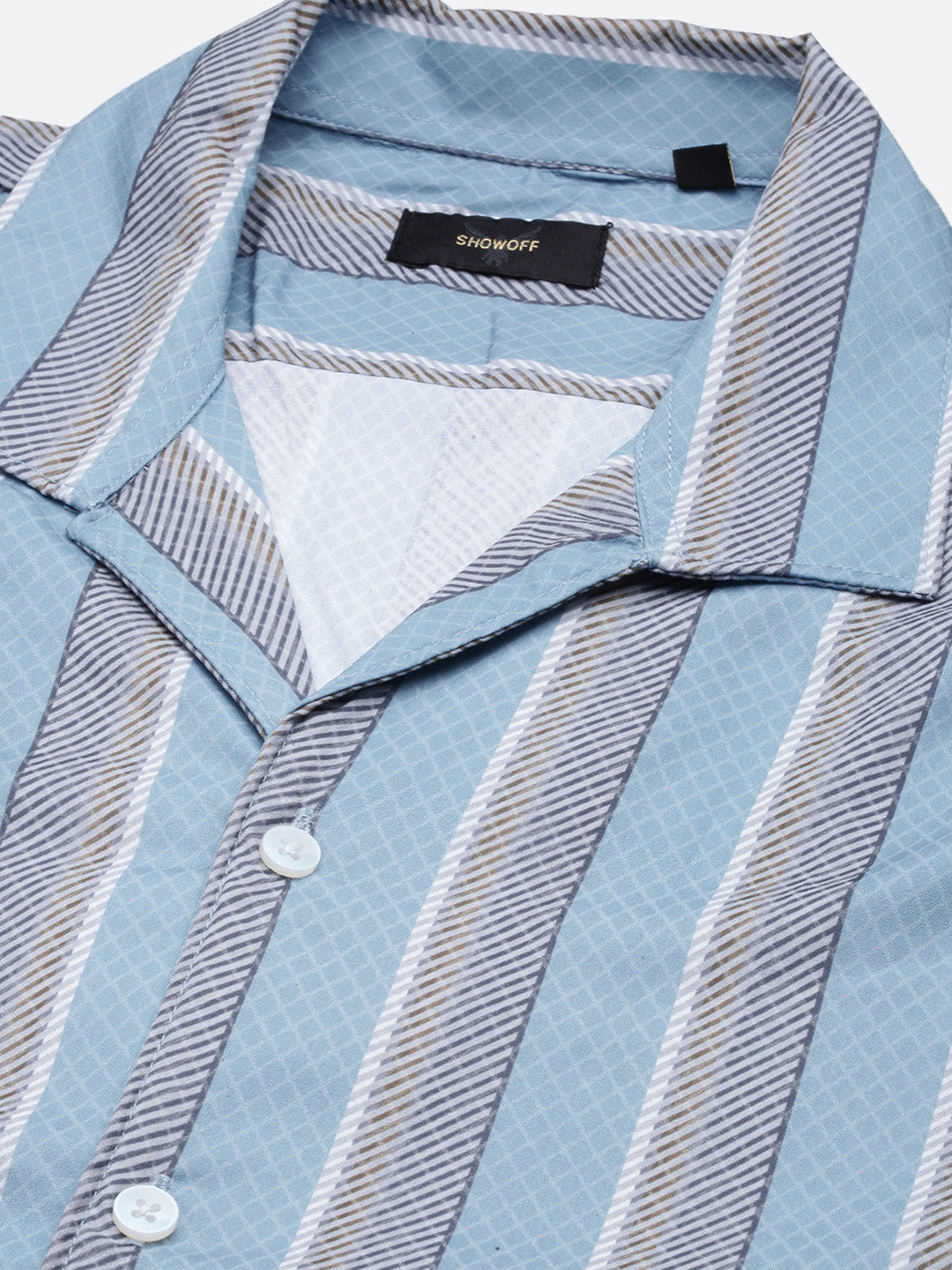 Men Striped Blue Relaxed Fit Shirt