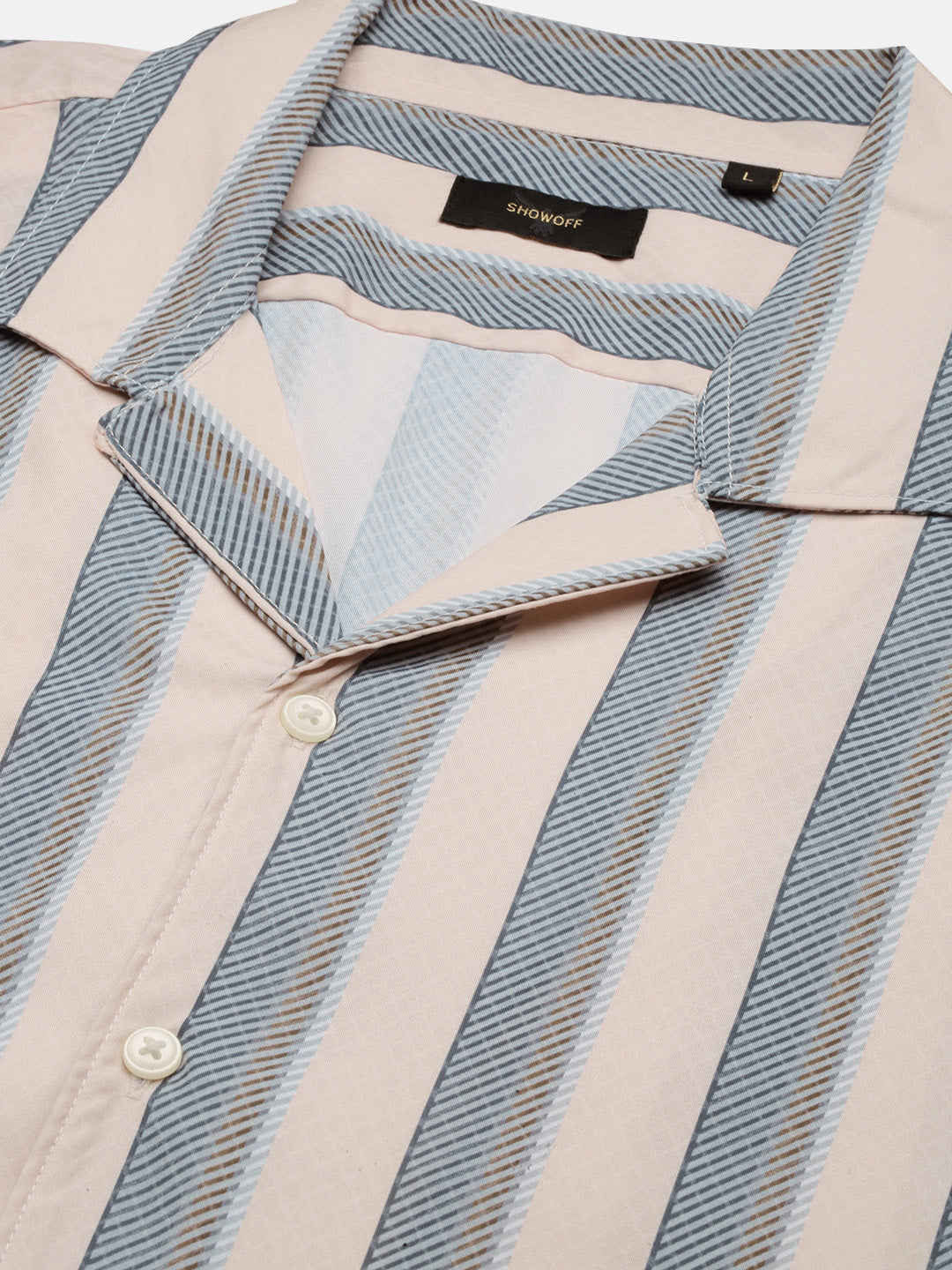 Men Striped Cream Relaxed Fit Shirt