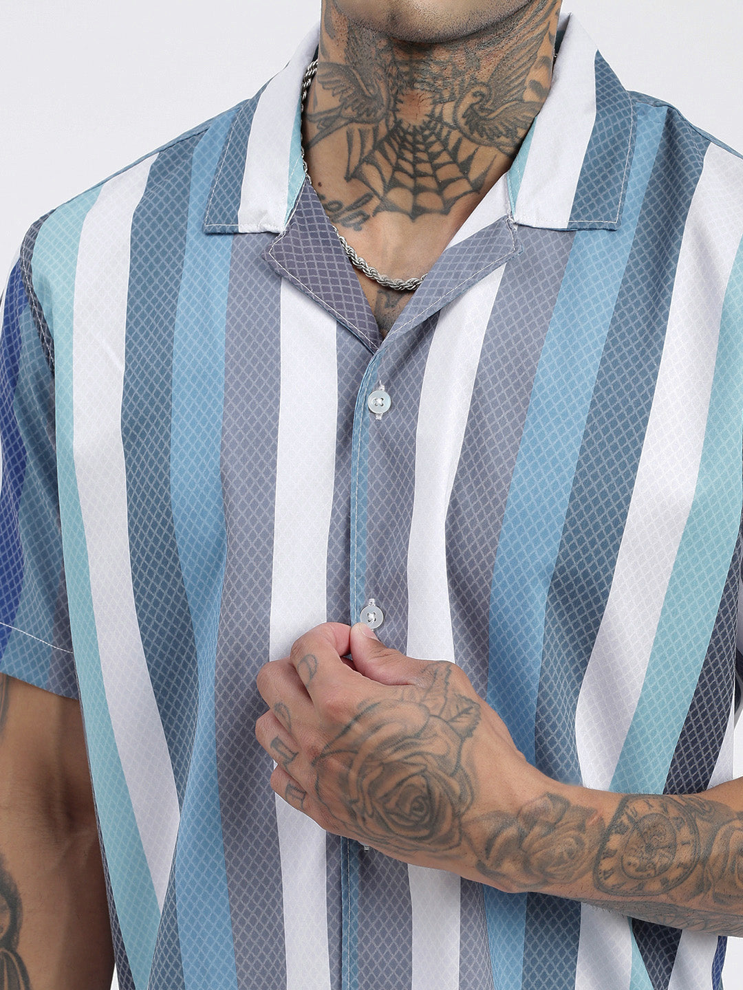 Men Striped Blue Relaxed Fit Shirt