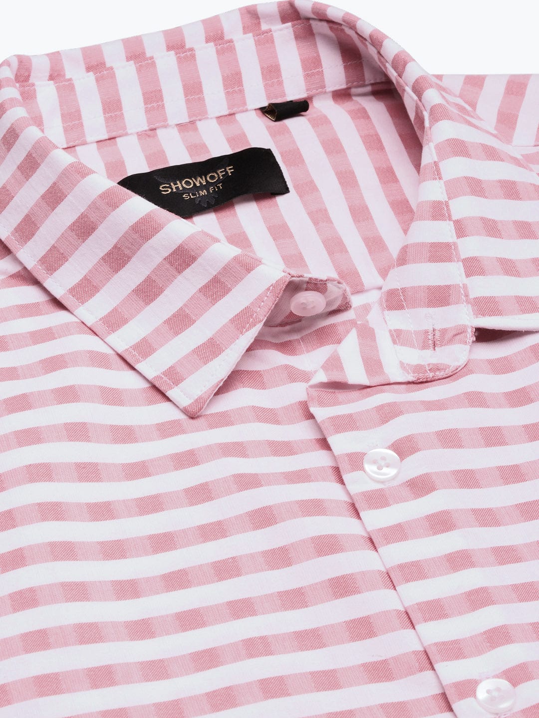 Men's Checked Peach Slim Fit Shirt