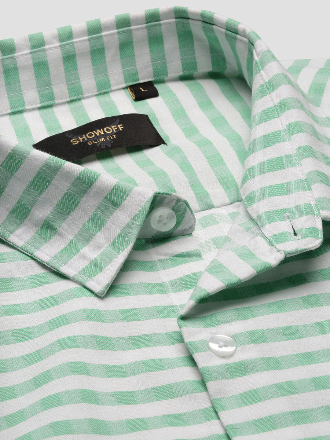 Men Checked Green Slim Fit Shirt