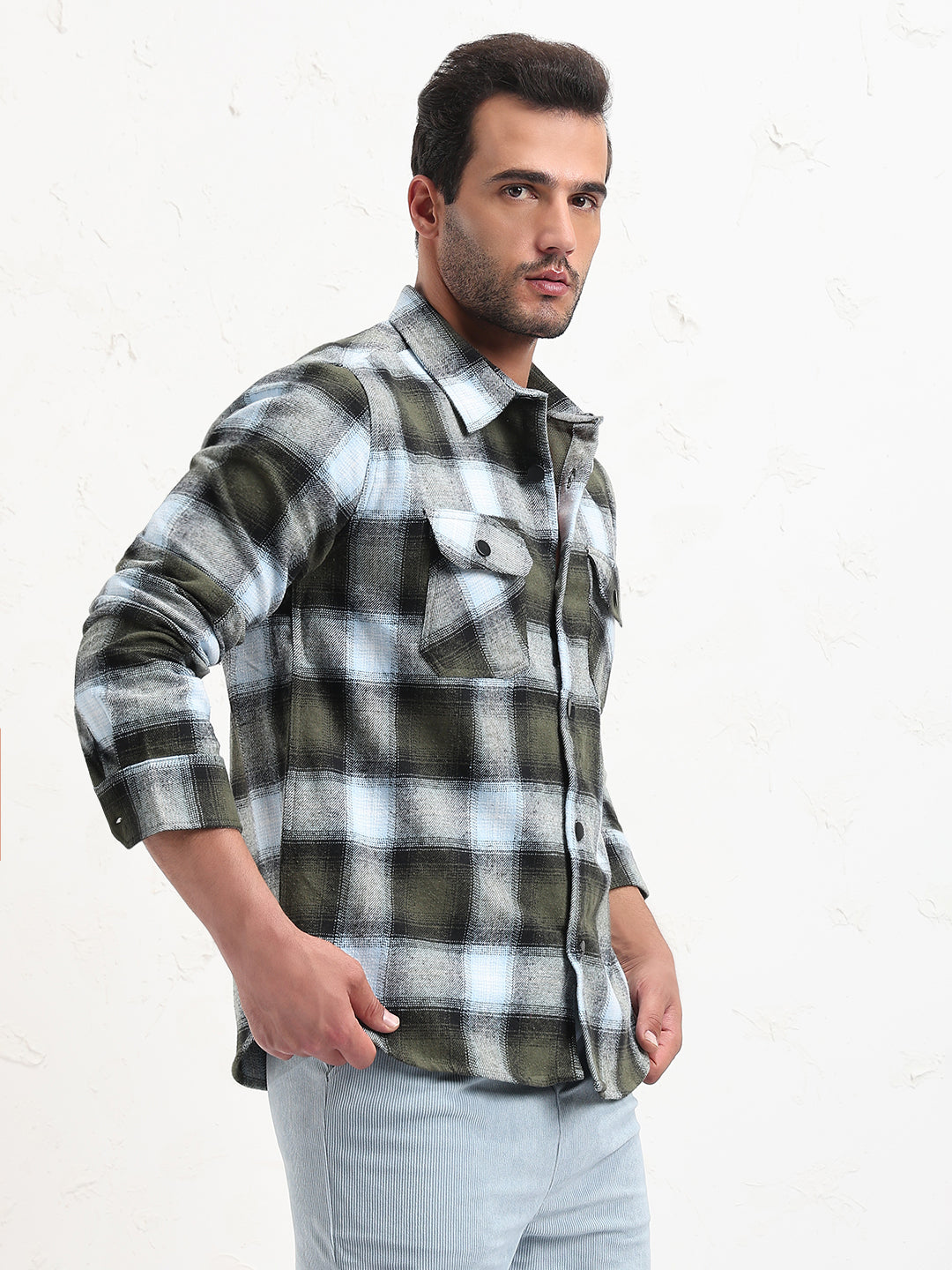Men's Multi Checked Slim Fit Shacket