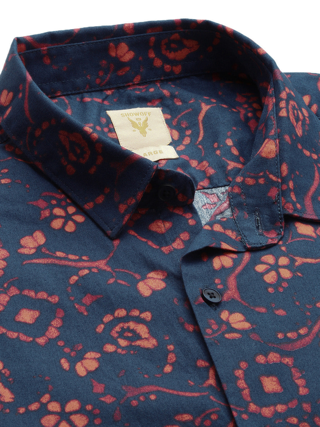 Men Floral Navy Blue Slim Fit Shirt