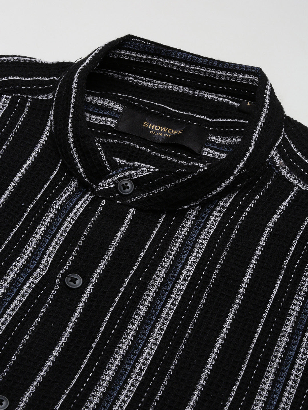 Men Black Striped Slim Fit Shirt