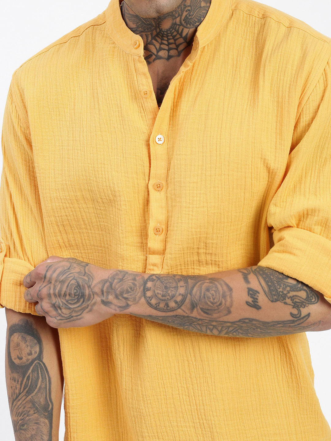 Men Yellow Solid Kurta