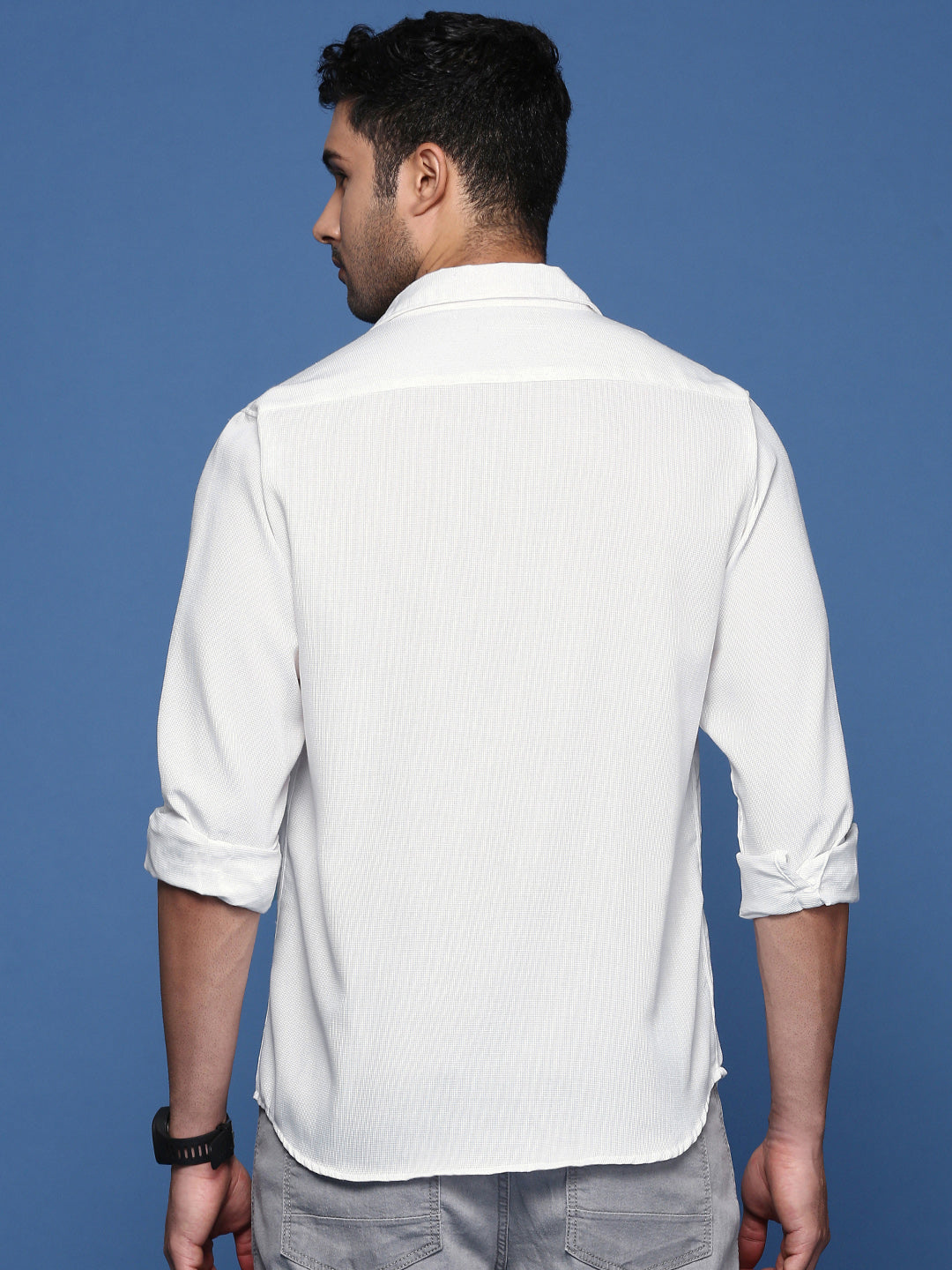 Men Solid White Slim Fit Shirt