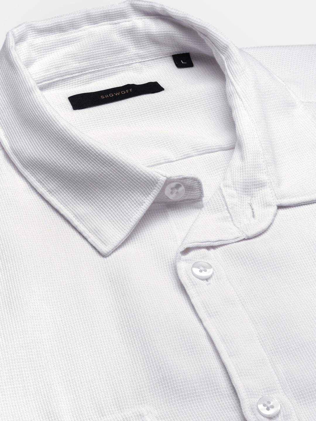 Men Solid White Slim Fit Shirt