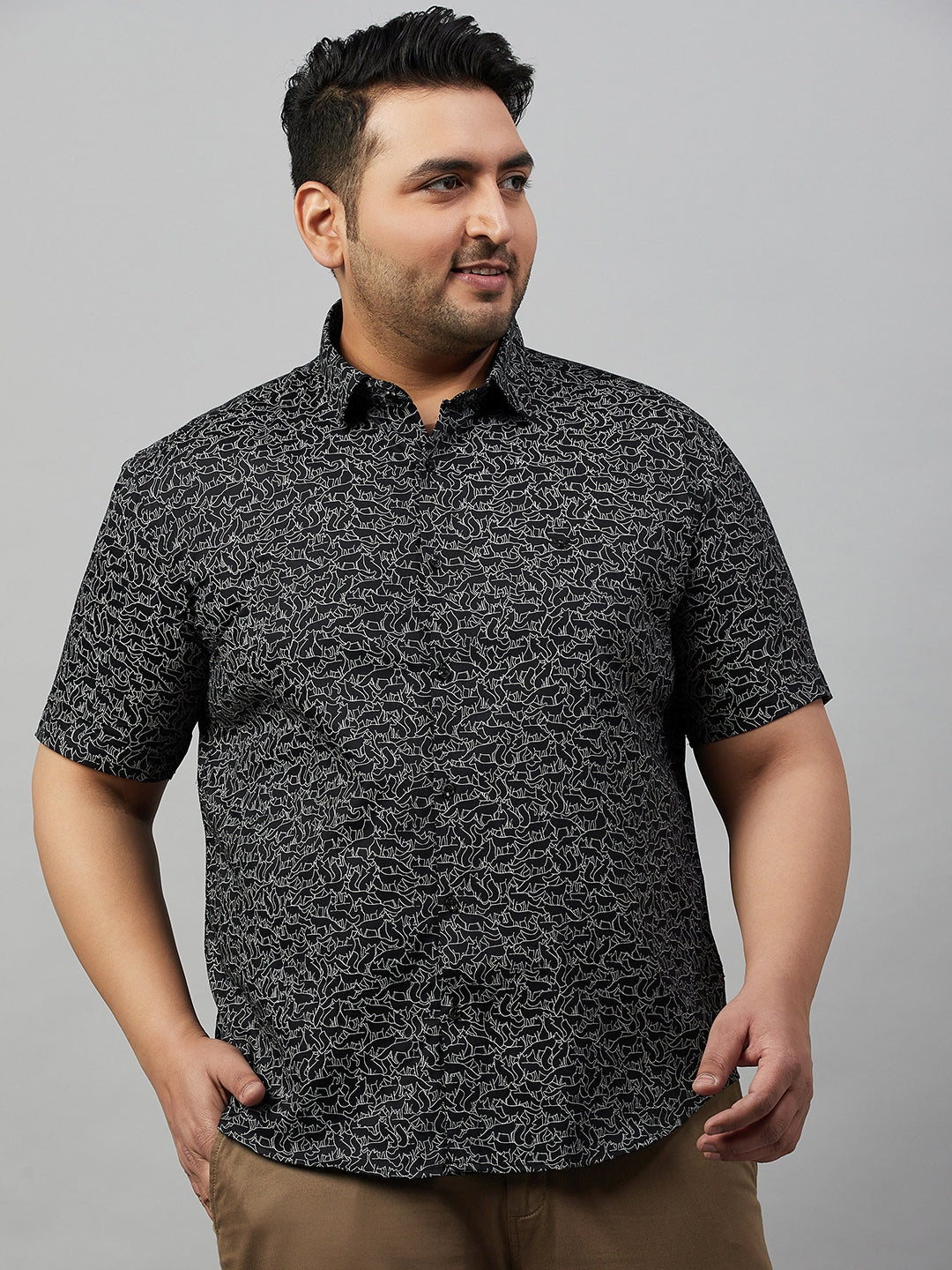 Men Printed Black Premium Shirt