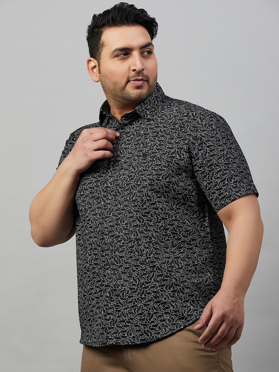 Men Printed Black Premium Shirt