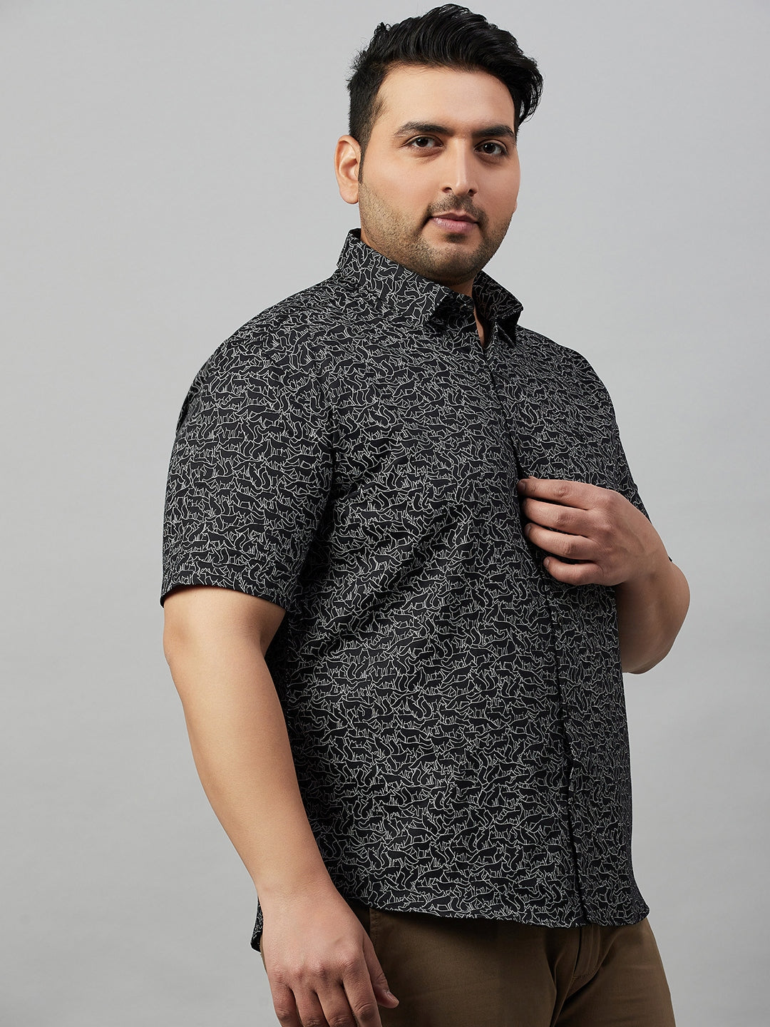 Men Printed Black Premium Shirt