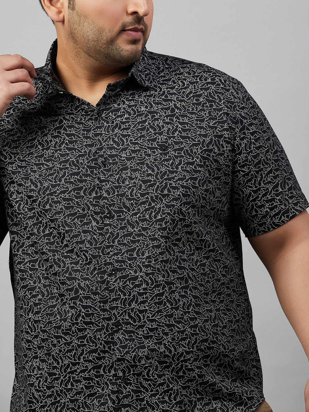 Men Printed Black Premium Shirt