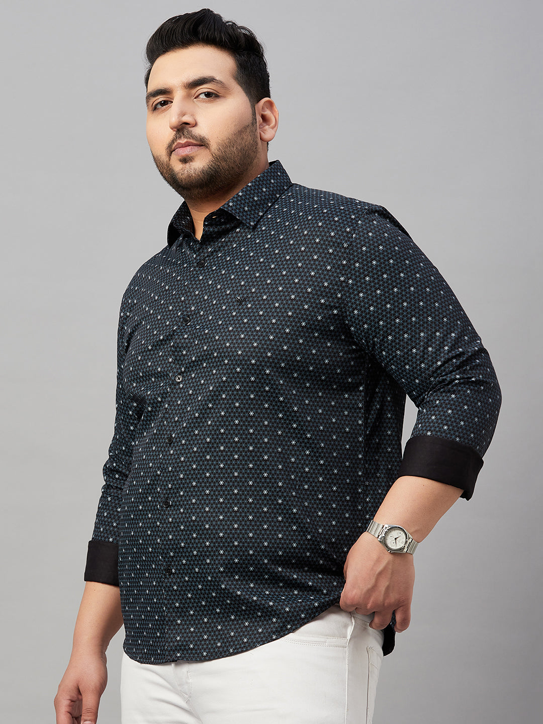 Men Printed Black Premium Shirt