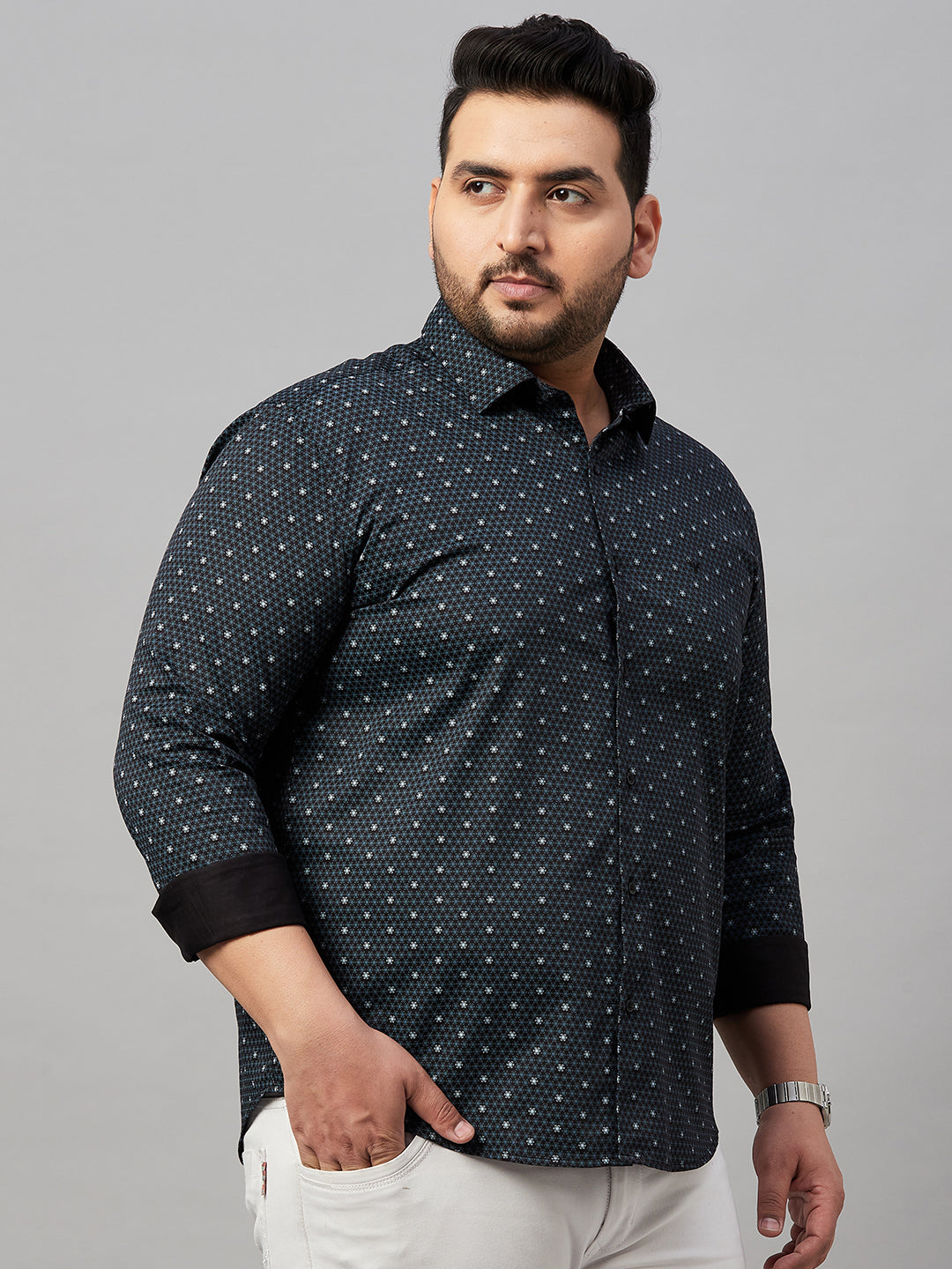 Men Printed Black Premium Shirt