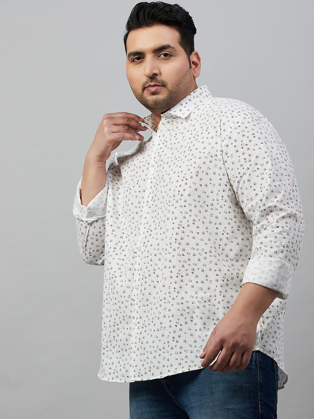 Men Printed White Premium Shirt