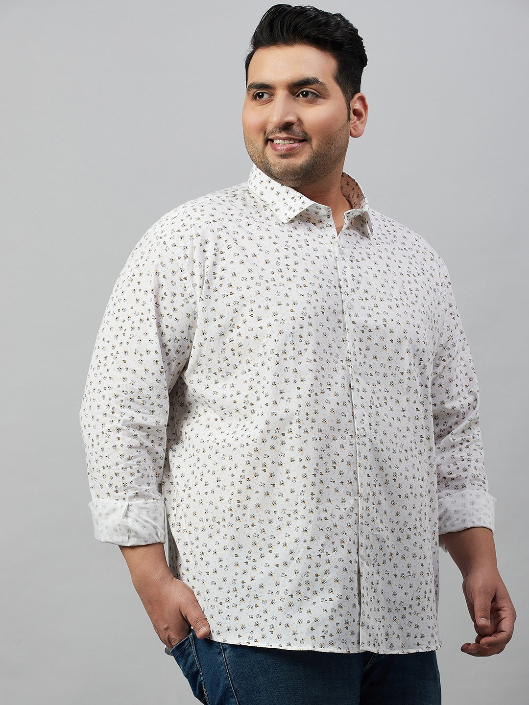 Men Printed White Premium Shirt