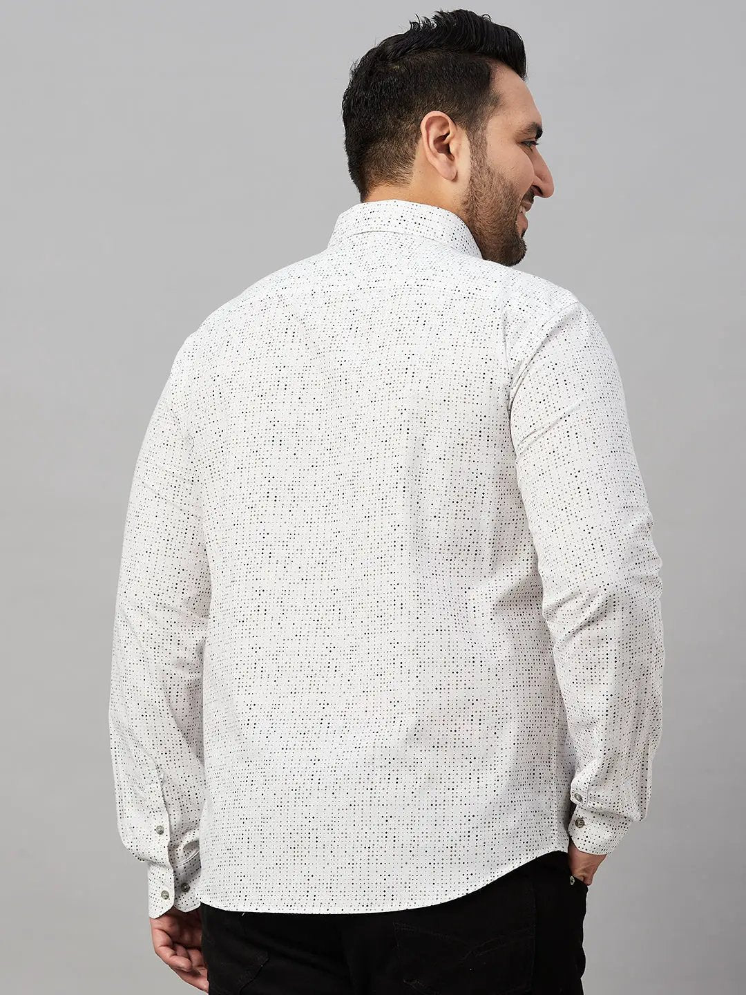 Men's White Micro Ditsy Printed Cotton Casual Shirt - from SHOWOFFFF