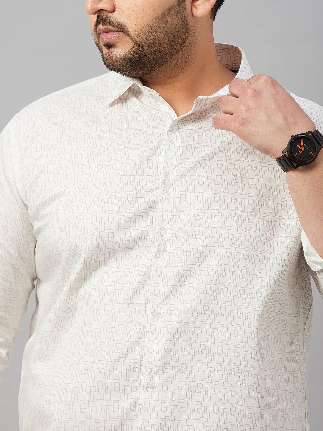 Men Printed White Premium Shirt