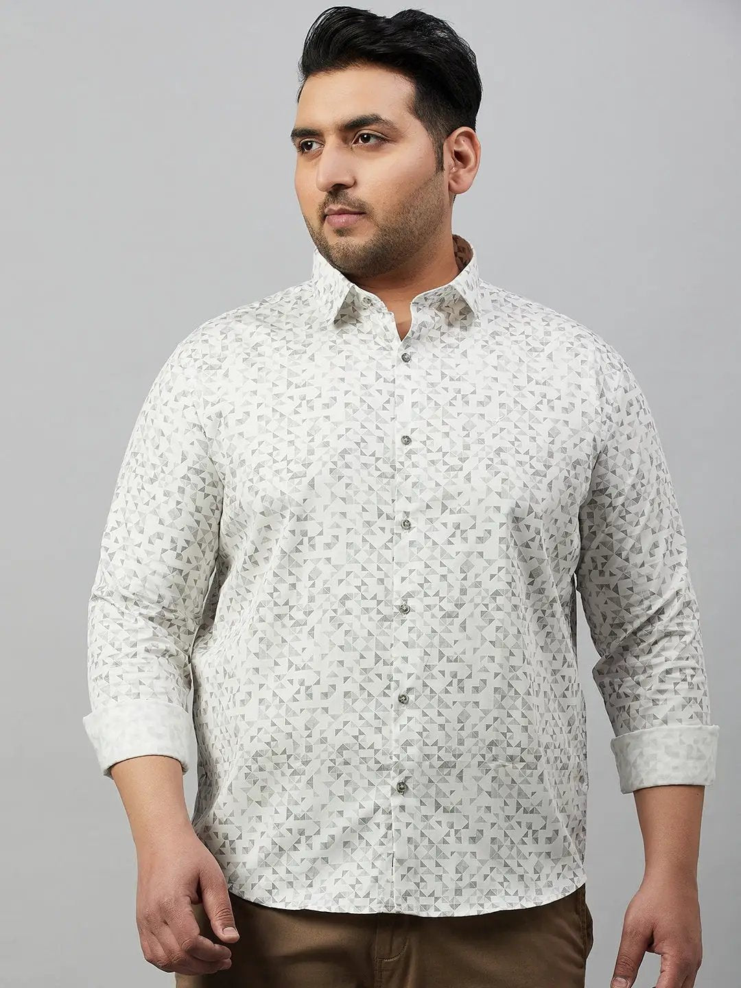 Men's Printed White Premium Shirt