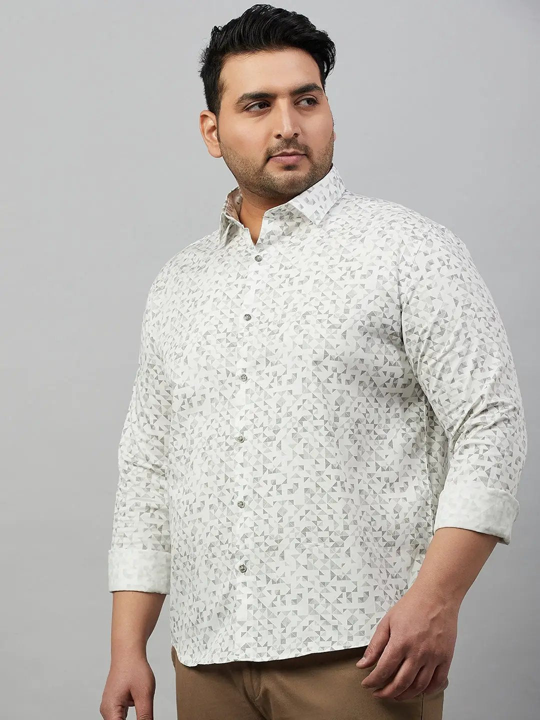 Men's Printed White Premium Shirt