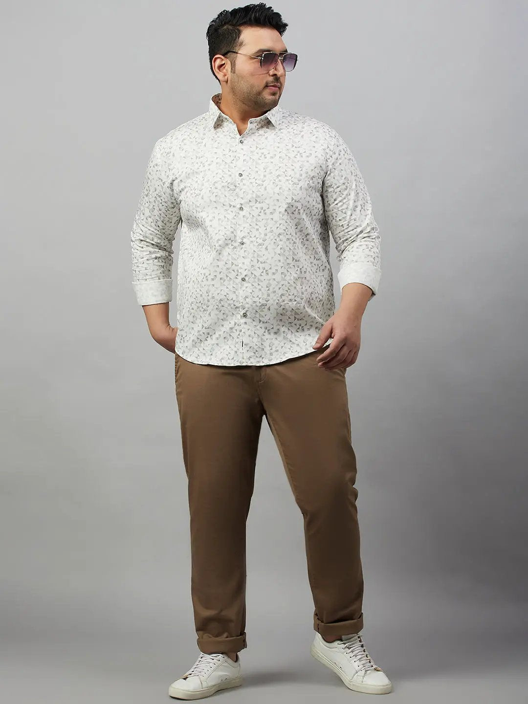 Men's Printed White Premium Shirt