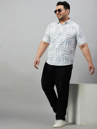 Men's White Premium Conversational Printed Cotton Casual Shirt