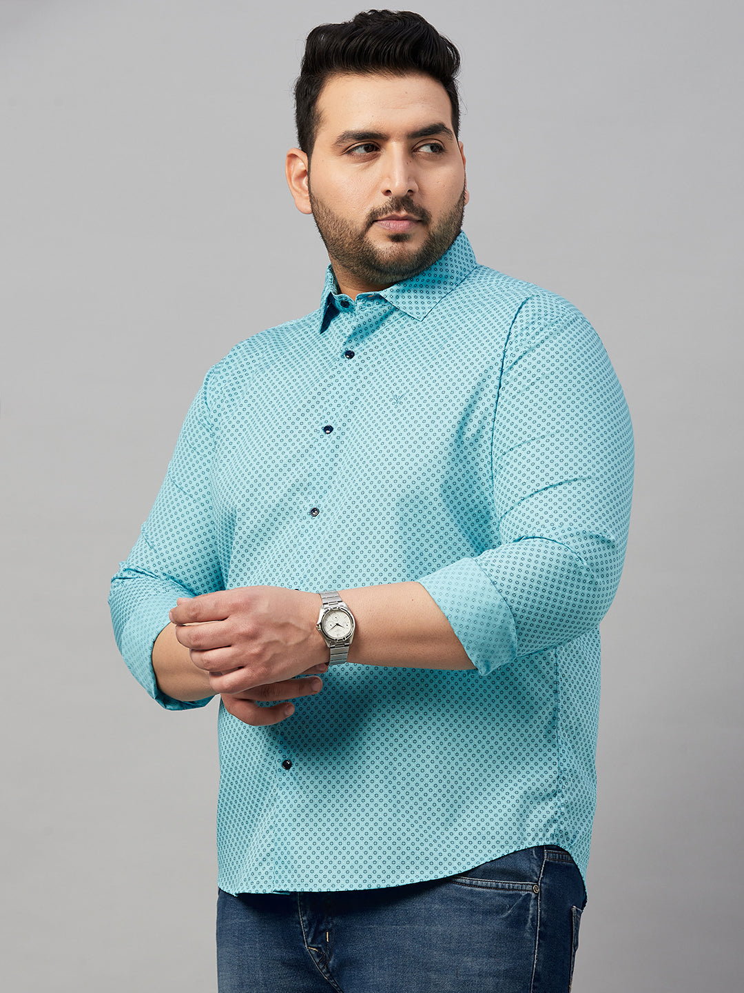 Men Printed Blue Premium Shirt