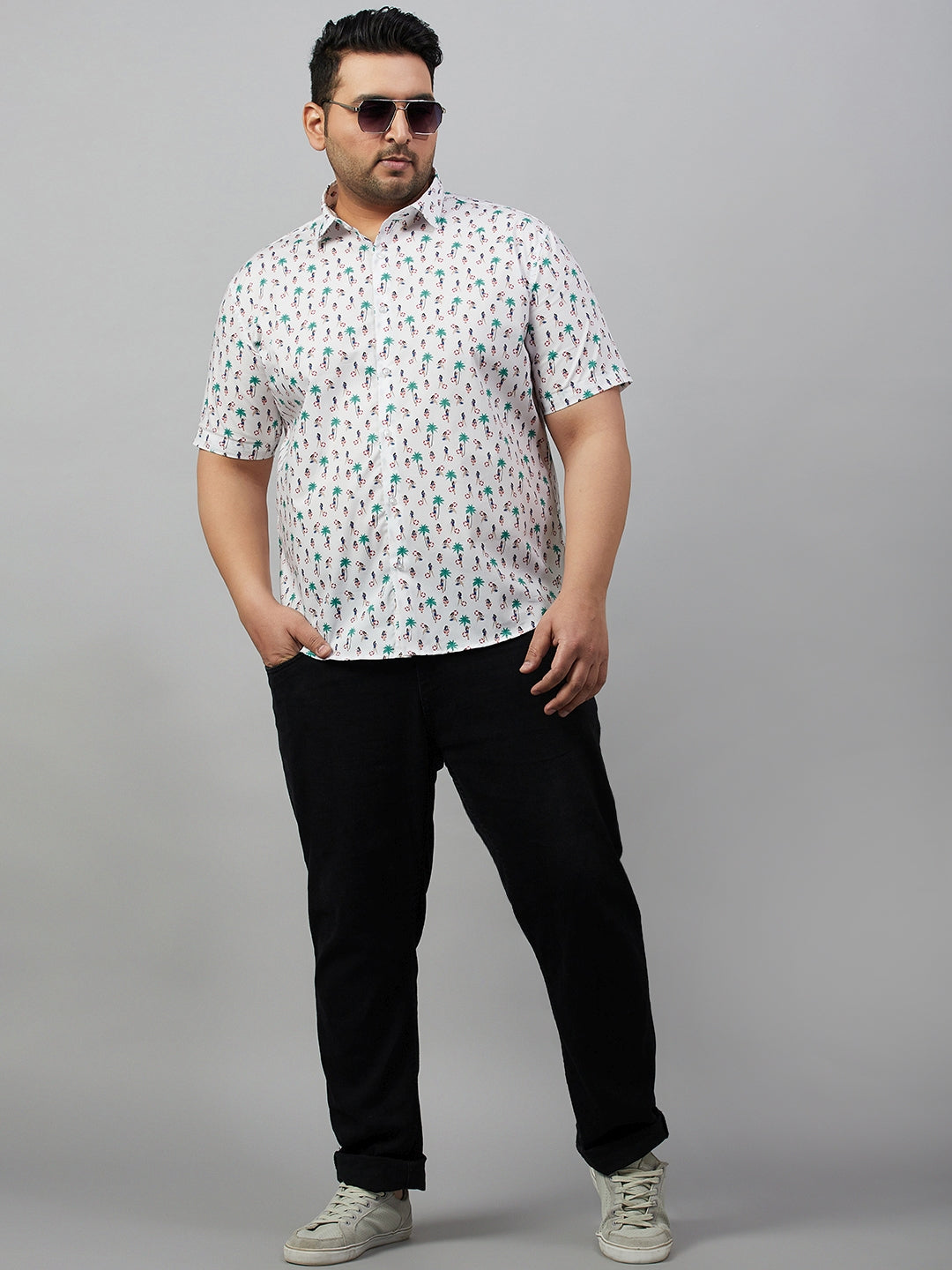 Men Printed White Premium Shirt