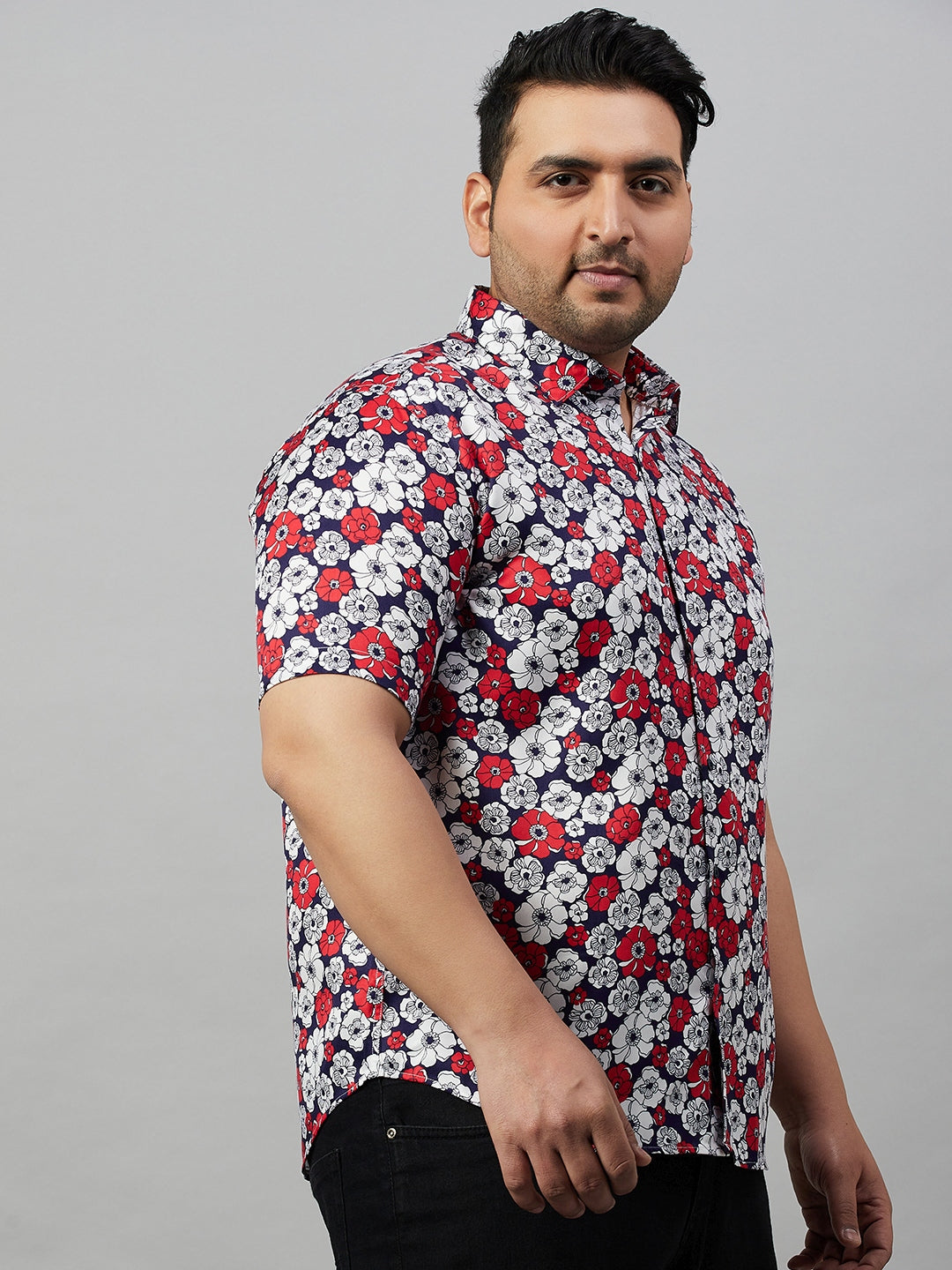 Men Spread Collar Printed Blue Shirt