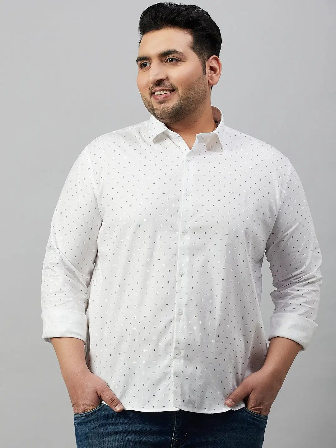 Men's Printed White Premium Shirt