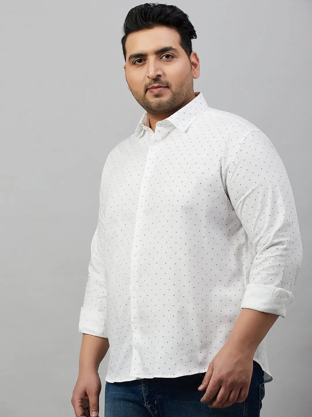 Men's Printed White Premium Shirt