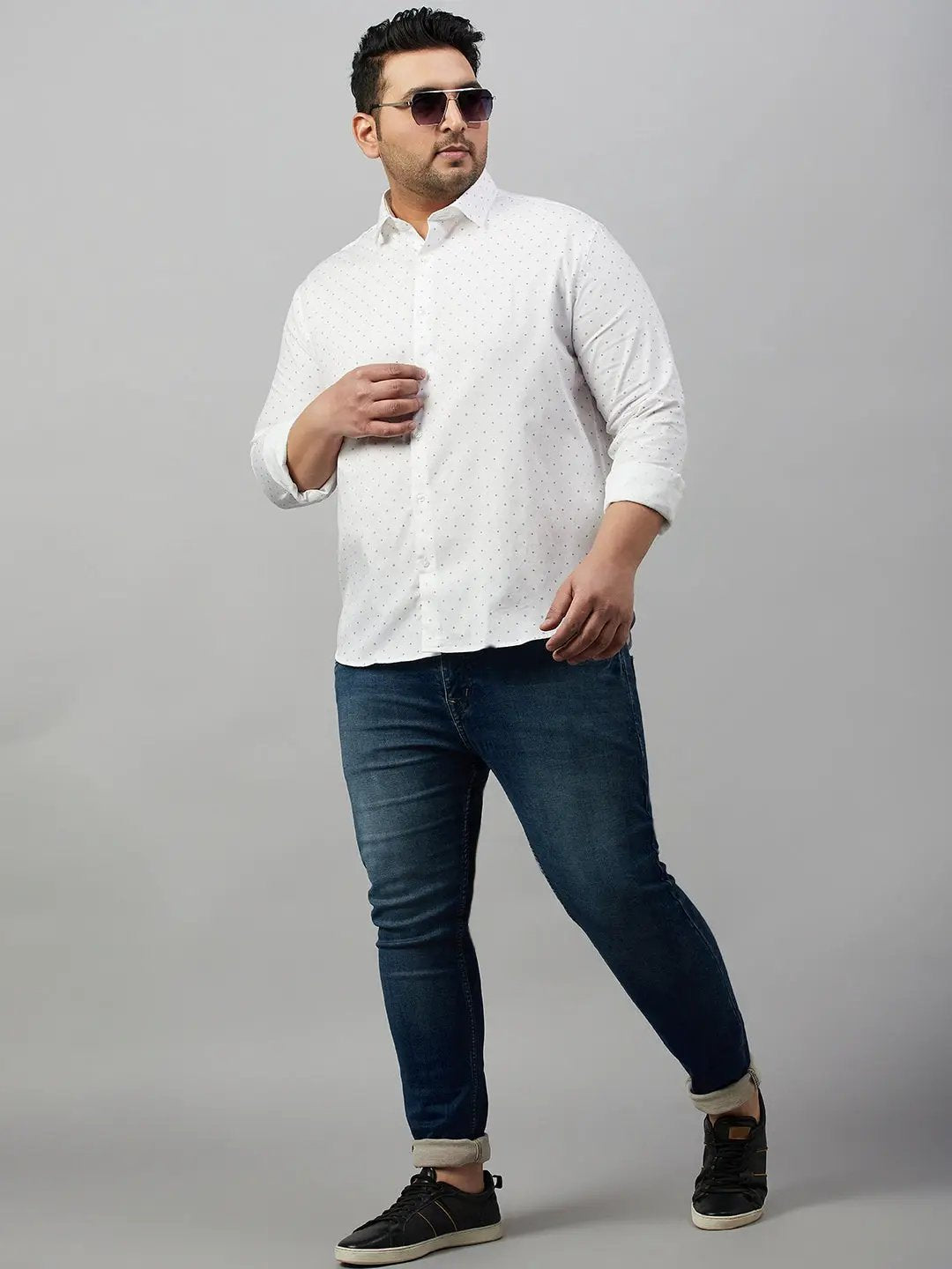 Men's Printed White Premium Shirt