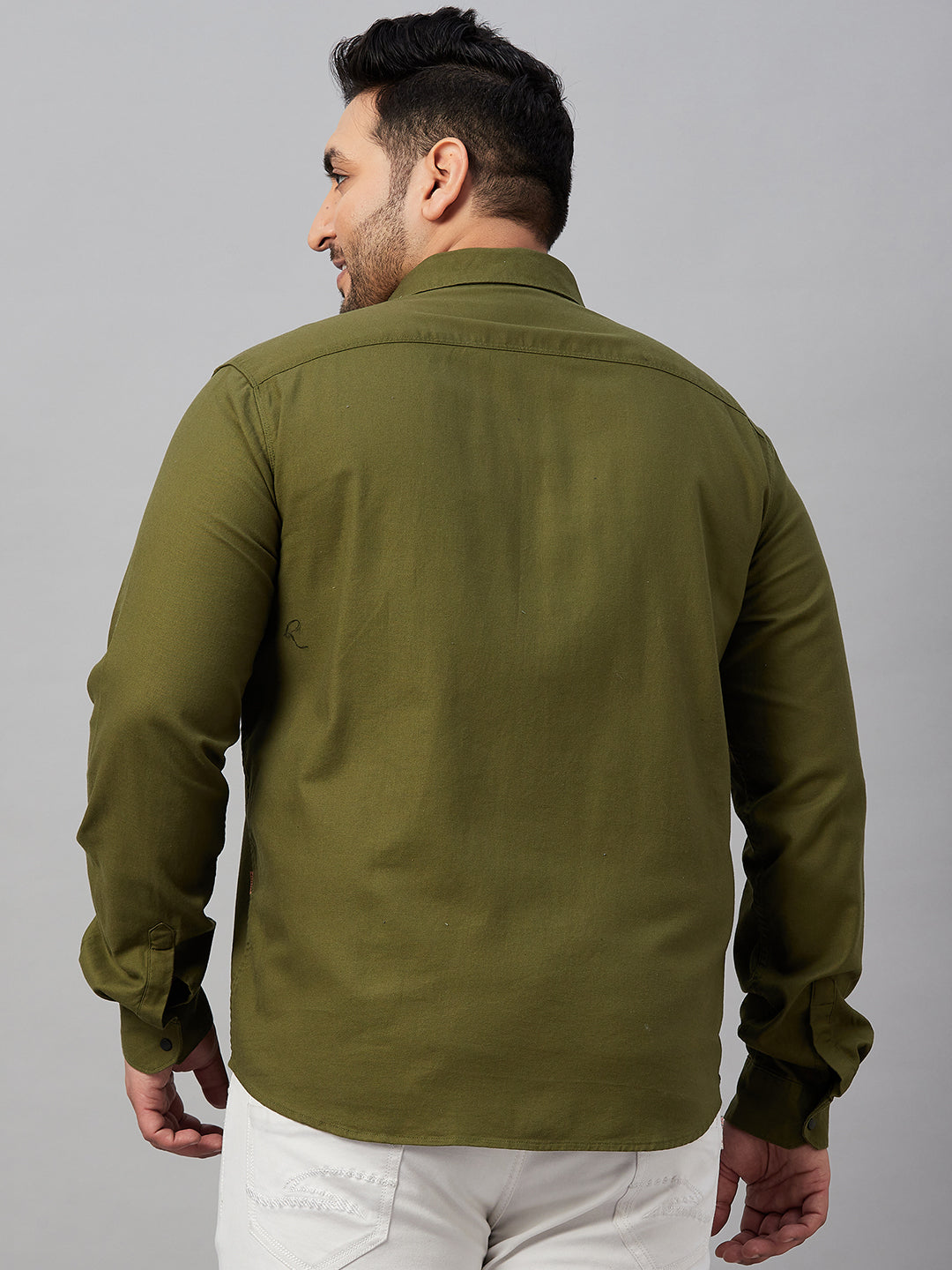 Men Solid Olive Premium Shirt