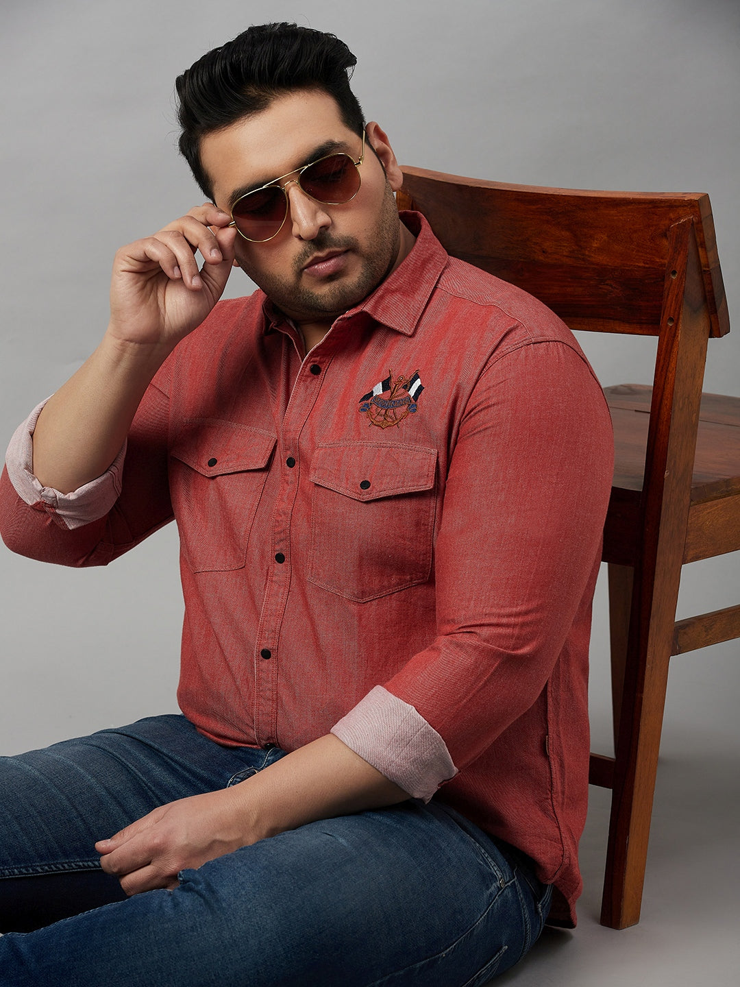 Men Solid Red Premium Shirt