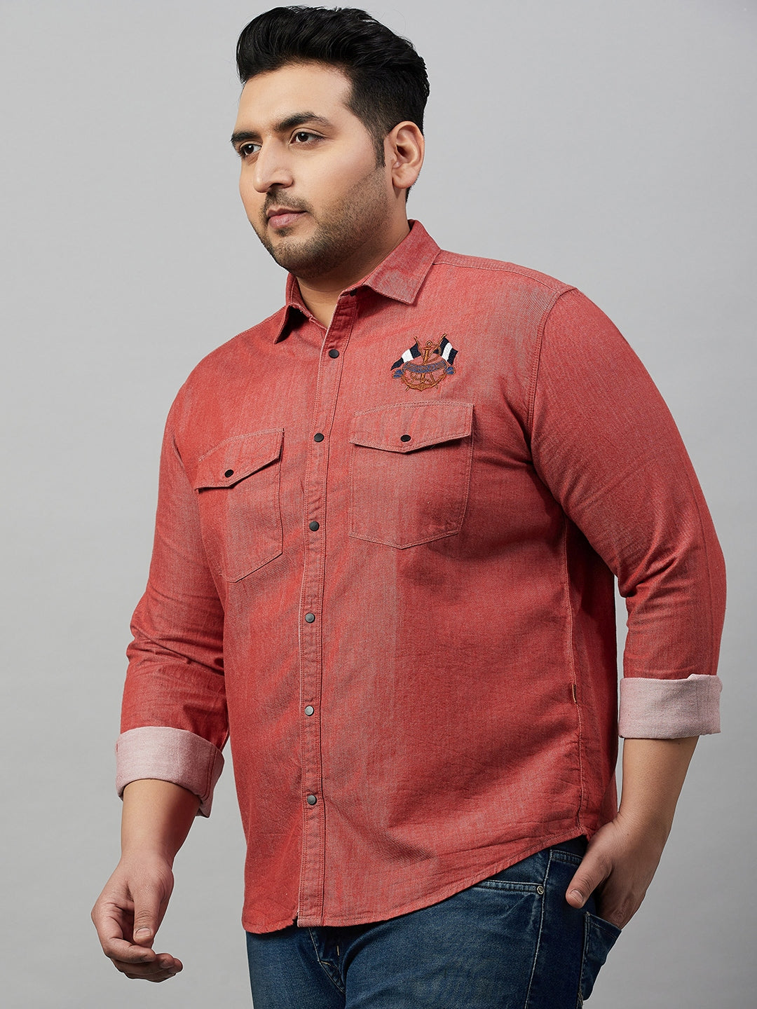 Men Solid Red Premium Shirt