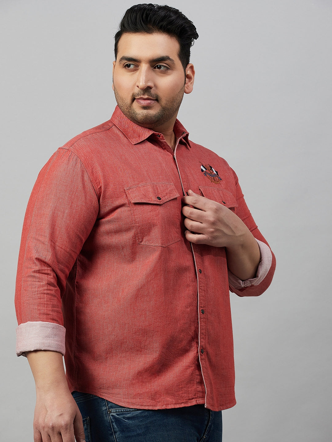 Men Solid Red Premium Shirt