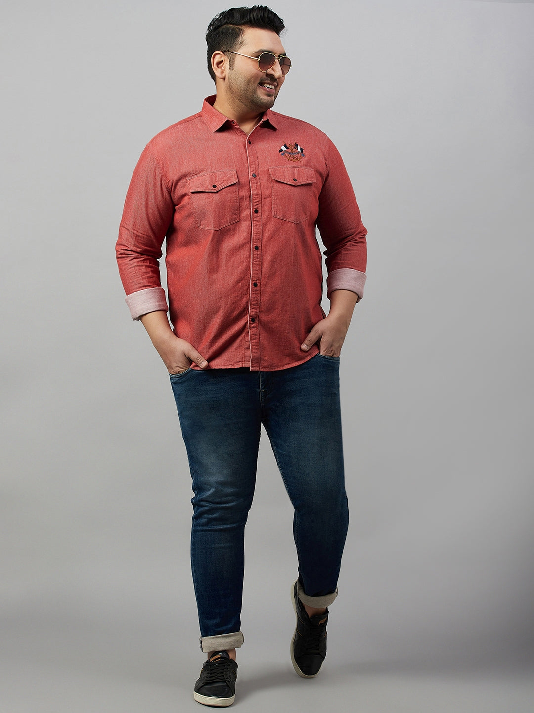 Men Solid Red Premium Shirt