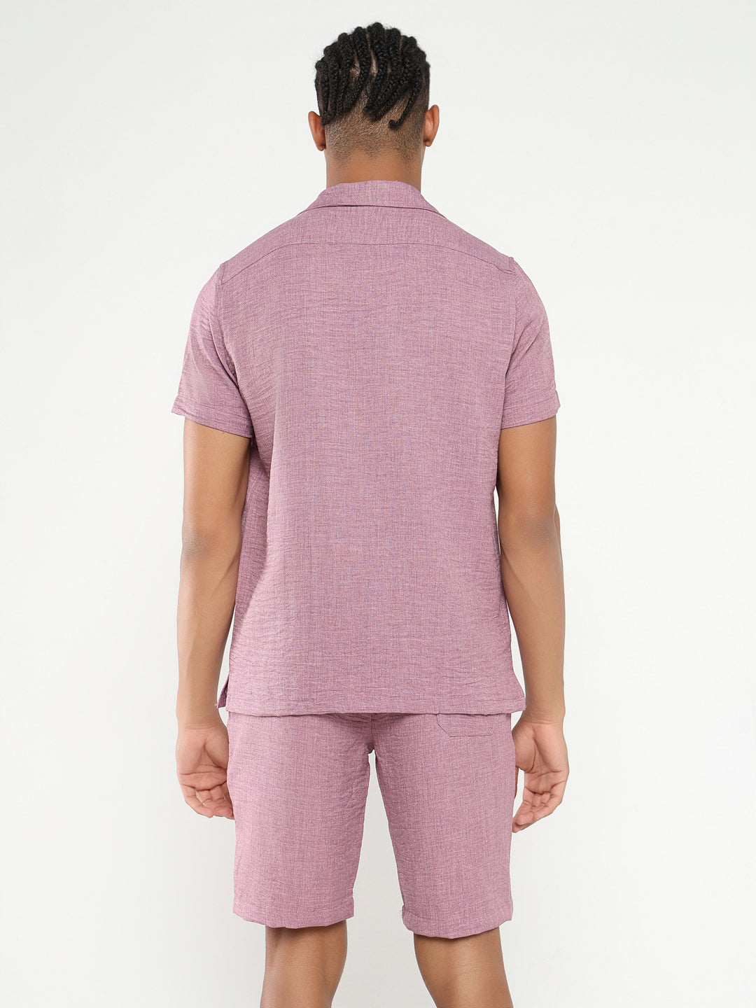 Men Mauve Solid Co Ords Set