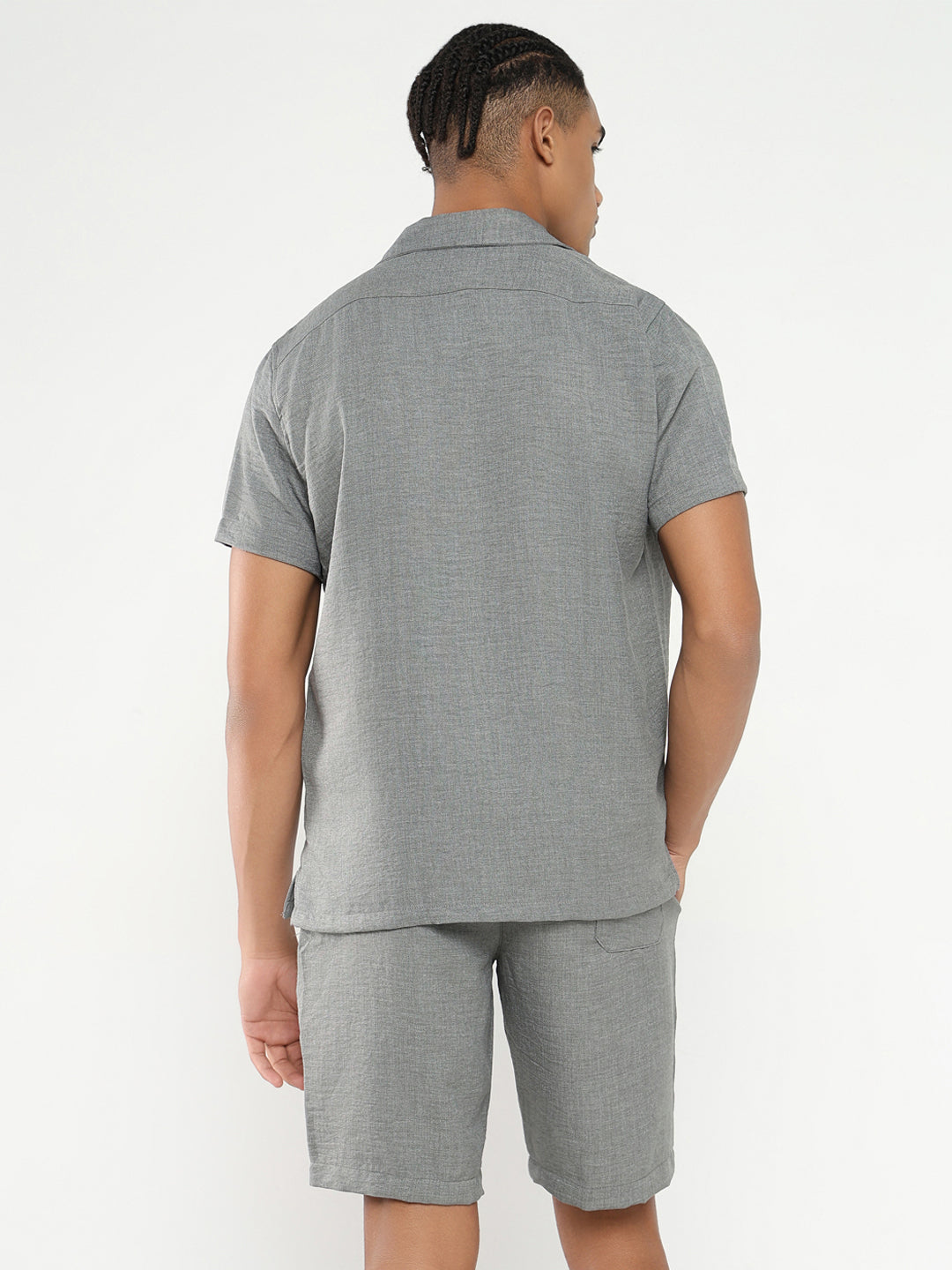 Men Grey Solid Co Ords Set